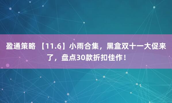 盈通策略 【11.6】小雨合集，黑盒双十一大促来了，盘点30款折扣佳作！